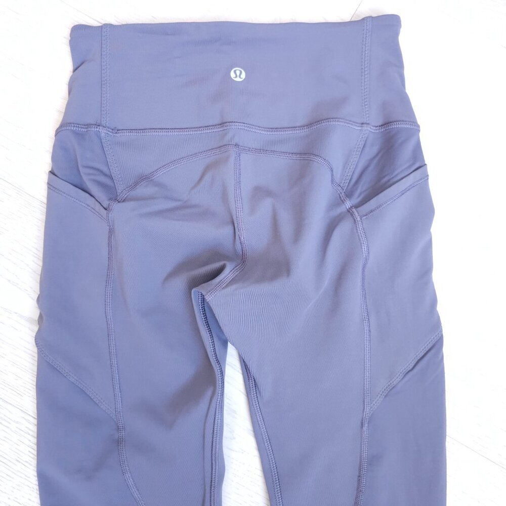 Lululemon Grey Leggings Size 4 High Rise 28" Inseam Side Pockets Athletic Yoga - Picture 8 of 15